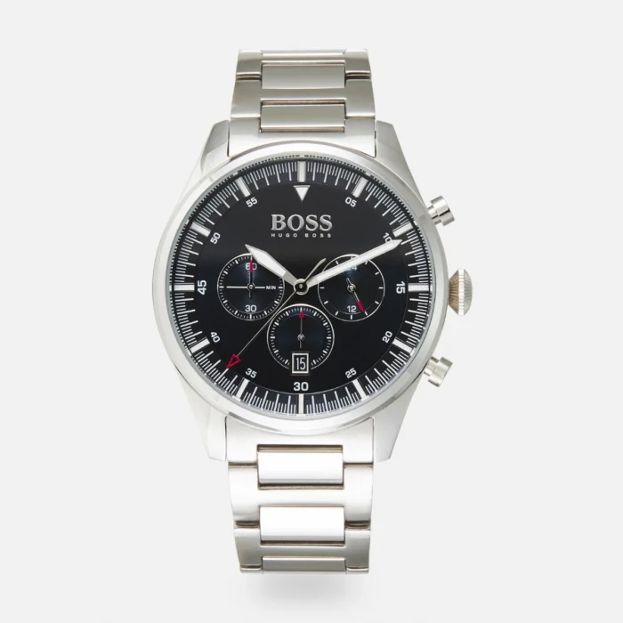 Hugo Boss Pioneer Black Dial Silver Steel Strap Watch for Men - 1513712