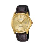 WW1259 Casio Enticer Date Golden Leather Belt Watch MTP-1183Q-9ADF